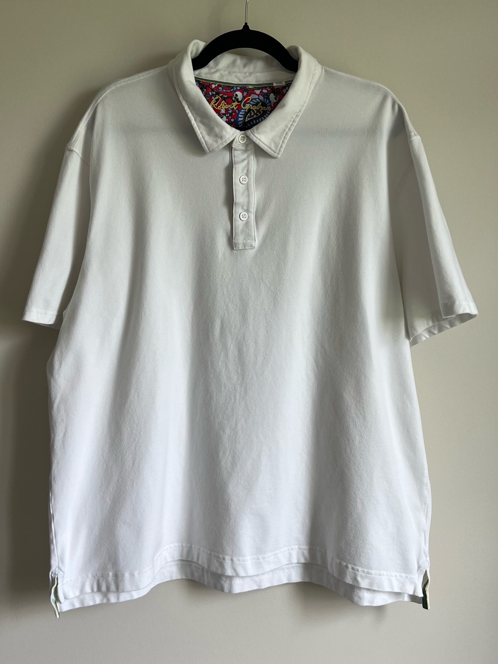 Robert Graham White Polo with Colorful Inner Collar